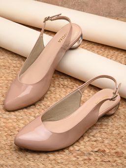 ROCIA - By Regal Nude Womens Round Heel Sling Back Sandal Heels