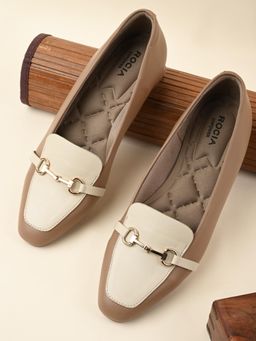 ROCIA - By Regal Taupe Womens Buckled Work Wear Pump Heels