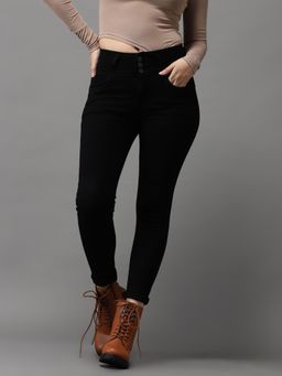 SHOWOFFFF - Womens High-rise Black Clean Look Jeans