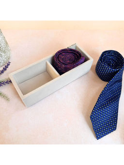 La Trove - Cream Premium Velvet 2 Slot Tie Organizer Box
