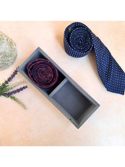 La Trove - Grey Premium Velvet 2 Slot Tie Organizer Box