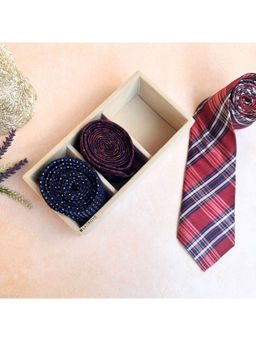 La Trove - Cream Premium Velvet 3 Slot Tie Organizer Box