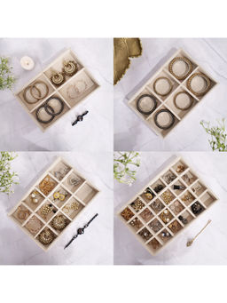 La Trove - Cream Bangles and Jewellery Organizer Trays (Set Of 4)