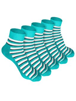 Heelium - Bamboo Quarter 5 Pair Of Ankle Socks for Men-Turquoise