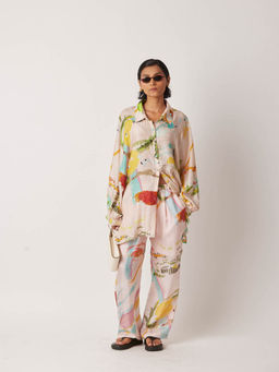 YAVI - Women's Iwoa Printed Cream Shirt