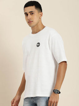 Difference of Opinion - White Self-Design Oversized T-Shirt