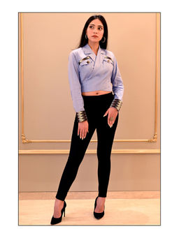 Label Simran Kochher - Purple Ornate Wrap Top