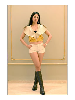 Label Simran Kochher - Multi-Colour Flattering Zip Crop-Top