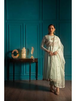 Aavya Store - Mint Green Anarkali with Pant and Dupatta (Set of 3)