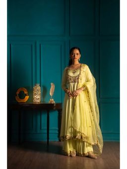 Aavya Store - Lime Yellow Anarkali with Pant and Dupatta (Set of 3)