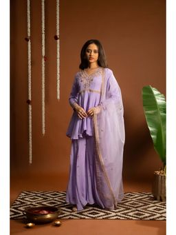 Aavya Store - Lavender Sharara with Kurti and Dupatta (Set of 3)