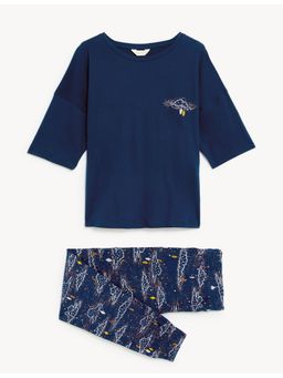 Marks & Spencer - Eid Printed Cuff Leg Pyjama - Blue (Set of 2)