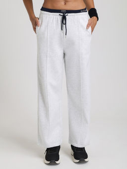 CHKOKKO - Grey Relaxed Fit Cotton Blend Wide Leg Trackpant