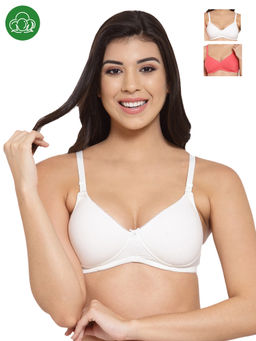 Inner Sense - Organic Cotton Antimicrobal Padded T-Shirt Bra -Pack Of 3 -Multi-Color
