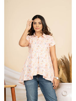 WEAVLLITE - Womens White Rayon Blend Printed Tunic