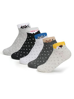 Supersox - Women Design Pattern Sneaker Length Cotton Socks (Packs of 5)