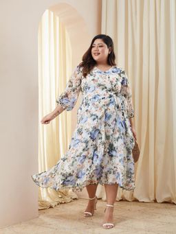 Miss Chase - A+ Curve Collection Plus Size Women's-Base-Off White Dress