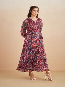 Miss Chase - A+ Curve Collection Plus Size Womens Wrap Maxi Chiffon Dress