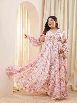 Miss Chase - A+ Curve Collection Plus Size Womens Base Pink Maxi Dress