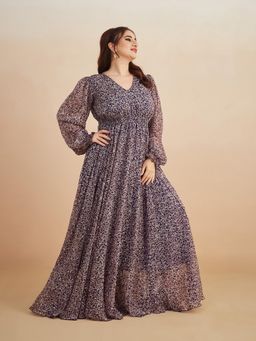 Miss Chase - A+ Curve Collection Plus Size Womens Base Purple Maxi Dress