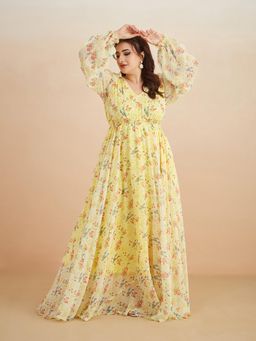 Miss Chase - A+ Curve Collection Plus Size Womens Base Lime Yellow Dress