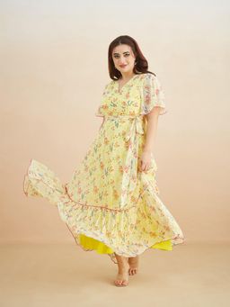 Miss Chase - A+ Curve Collection Plus Size Womens Base Yellow Maxi Dress