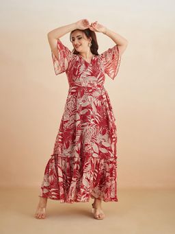 Miss Chase - A+ Curve Collection Plus Size Womens Maroon Base Maroon Maxi Dress