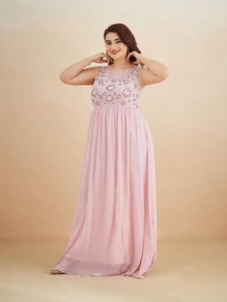 Miss Chase - A+ Curve Collection Plus Size Womens Dusty Pink Boat Regular Dress