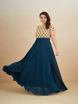 Miss Chase - A+ Curve Collection Plus Size Womens Base Teal Maxi Dress