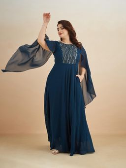 Miss Chase - A+ Curve Collection Plus Size Womens Teal Sleeveless Maxi Dress