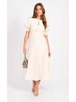 Little Mistress - Cream Linen Midi Dress