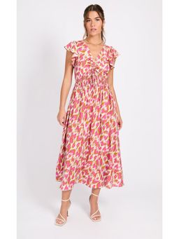 Little Mistress - Multi-Color Print Midi Dress