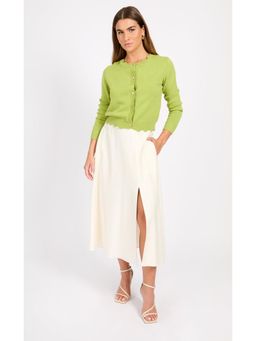 Little Mistress - Cream Linen Midi Skirt