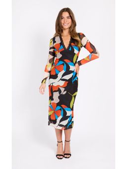Little Mistress - Printed Mesh Midi Dress