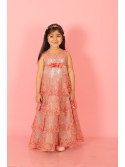 Lil Peacock - Girls Party Dress Peach
