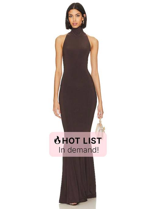 norma kamali halter fishtail dress Buy Turtle Gown Online built-in-shorts