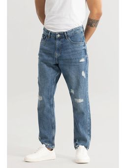 Snitch - Men Blue Cotton Solid Relaxed Fit Jeans