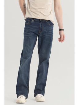 Snitch - Men Navy Blue Cotton Blend Solid Straight Fit Jeans