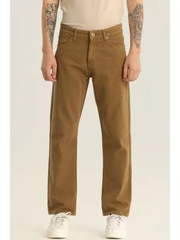 Snitch - Men Brown Cotton Solid Relaxed Fit Jeans
