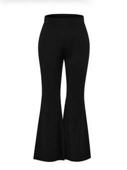 BROADSTAR - Women High-Rise Stretchable Black Colour Flared Fit Bell Bottom Pants