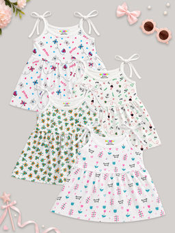 Kuchipoo - White Baby Girls Cotton Frock (Pack Of 4)