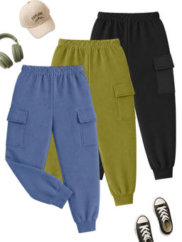 Kuchipoo - Multi-Colour Boys Cargo Joggers (Pack Of 3)