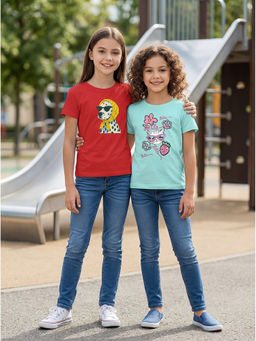 HELLCAT - Multi-Colour Girls Graphic Printed Cotton Blend T-Shirt (Pack Of 2)
