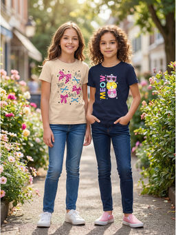 HELLCAT - Multi-Colour Girls Graphic Printed Cotton Blend T-Shirt (Pack Of 2)