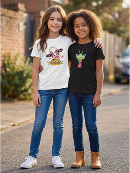 HELLCAT - Multi-Colour Girls Graphic Printed Cotton Blend T-Shirt (Pack Of 2)