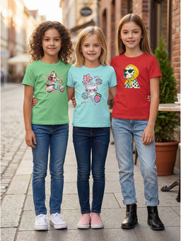 HELLCAT - Multi-Colour Girls Graphic Printed Cotton Blend T-Shirt (Pack Of 3)