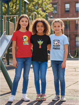 HELLCAT - Multi-Colour Girls Graphic Printed Cotton Blend T-Shirt (Pack Of 3)