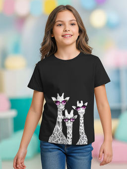 HELLCAT - Black Girls Graphic Printed Cotton Blend T-Shirt