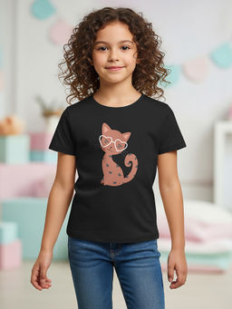HELLCAT - Black Girls Graphic Printed Cotton Blend T-Shirt