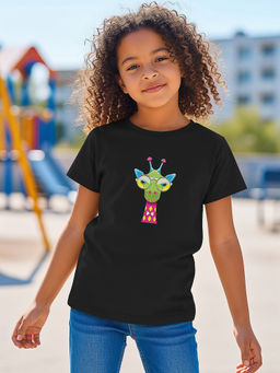 HELLCAT - Black Girls Graphic Printed Cotton Blend T-Shirt